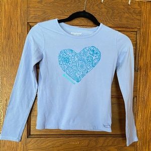American Girl Size 10/12 blue Doodle Tee Heart Shirt Girls ECU
